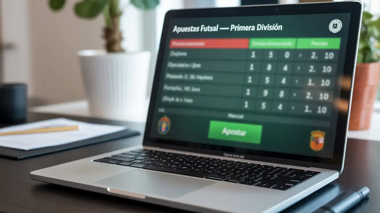 Pantalla de ordenador mostrando cuotas de apuestas de fútbol sala en España